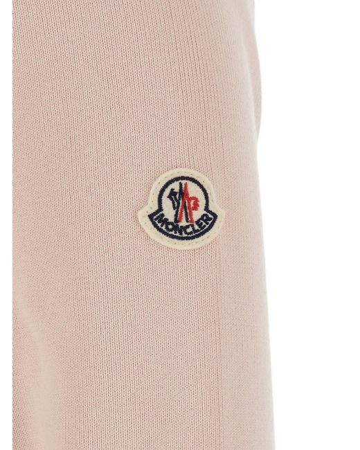 Moncler Pink Cardigan With Quilted Design On The Front And Logo Patch