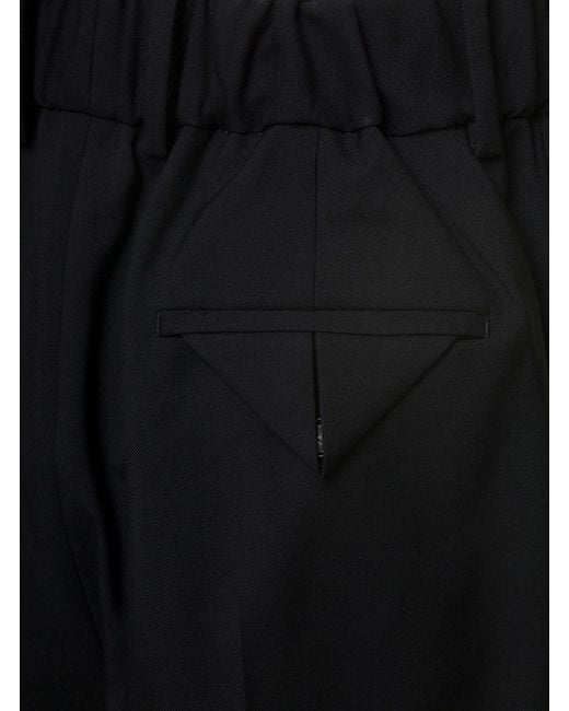 Bottega Veneta Black Straight Trousers With Coulisse At Waistline In Wool Twill