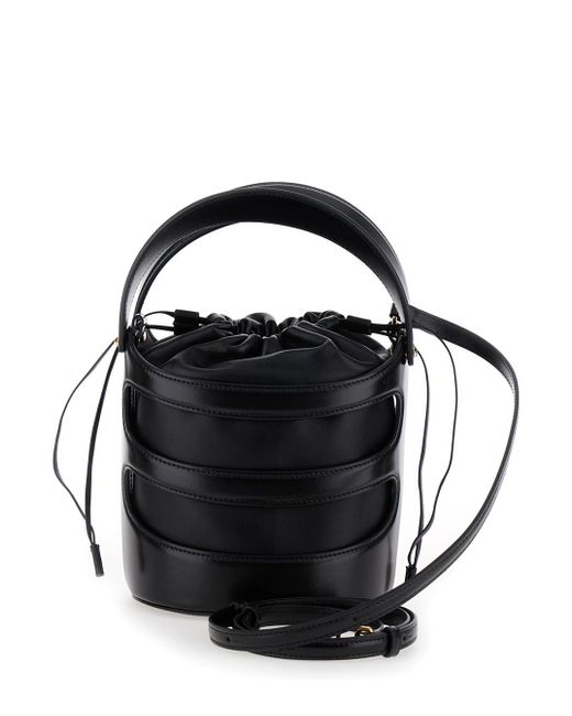 Alexander McQueen Black 'The Rise' Bucket Bag With Harness Cage