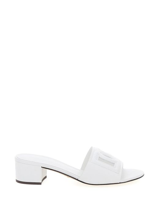 Mules Con Tacco Basso E Dg Millennials di Dolce & Gabbana in White
