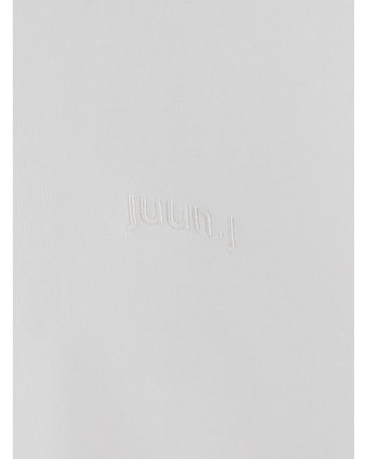 Juun.J White T-Shirt With Tone-On-Tone Logo Embroidered On The Front I for men