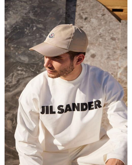 T-Shirt A Maniche Lunghe Con Stampa Logo A Contrasto di Jil Sander in Gray da Uomo