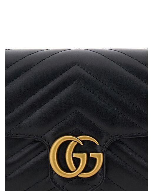 Gucci Black 'Gg Marmont 2.0' Mini Crossbody Bag With Double G