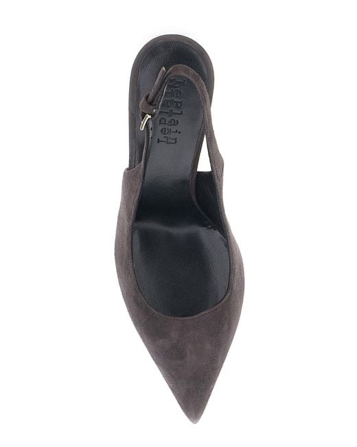 Le Plain White Pumps With Pointed Design And Adjustable Strap