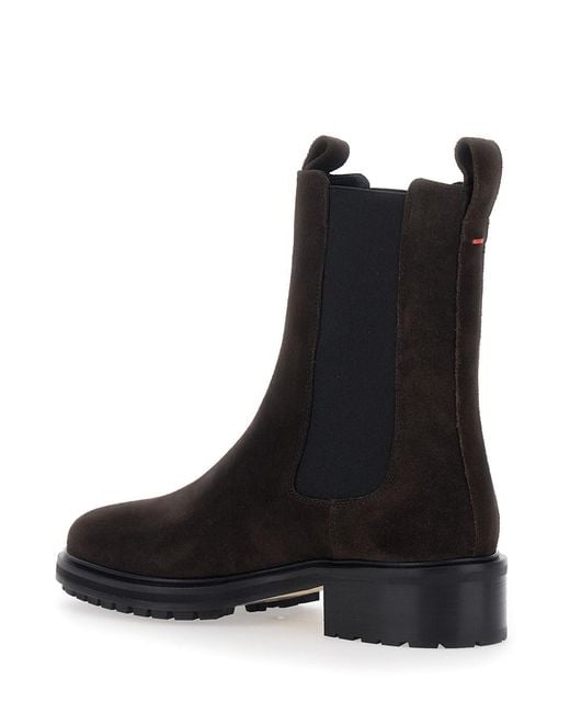 Aeyde Black Boots Jack Cow Suede Leather With Suede And For