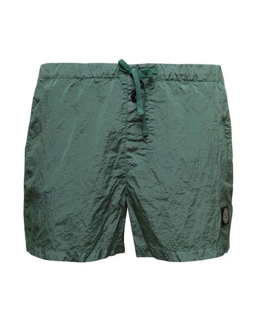 Stone Island Green Swimsuit With Logo Application for men