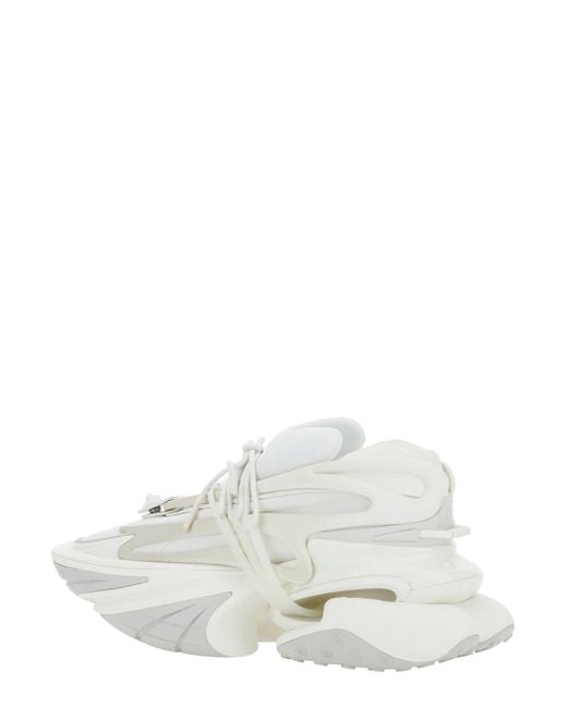 Balmain White 'Unicorn' Low Top Sneakers for men