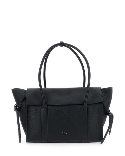 Mulberry Black 'Medium Bayswater' Shoulder Bag With Laminated Logo In