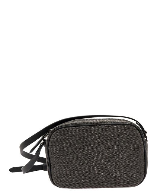 Brunello Cucinelli Black Crossbody Bag With Monile Detail