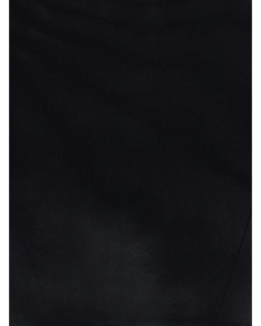 Le Plain Black High Neck Top With Long Sleeves