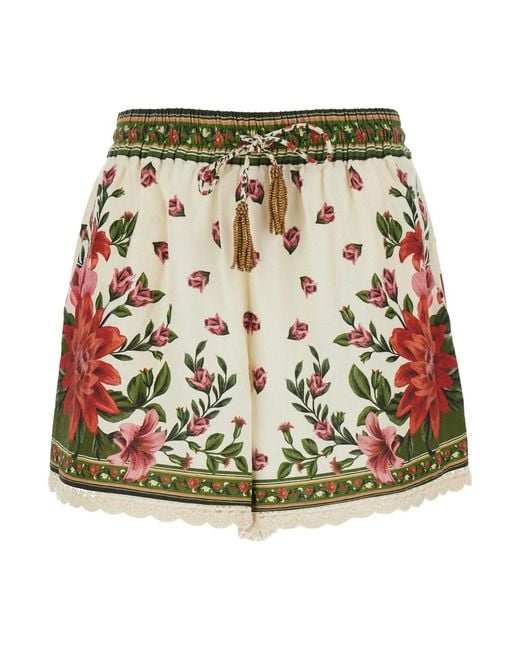 Farm Rio Green Shorts Wonder Linen Blend