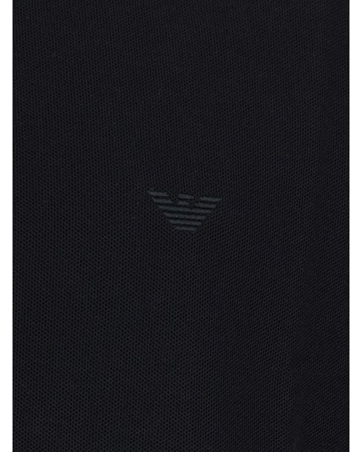 Emporio Armani Black Cotton Short Sleeve Polo With Collar For for men