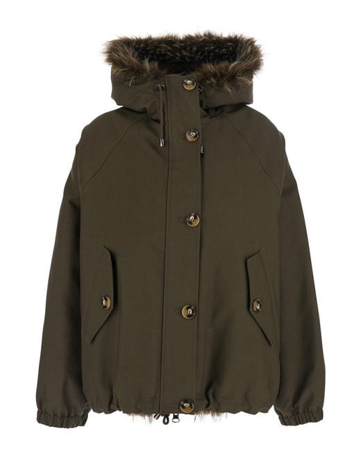 VALENTINI 1972 Green Reversible Parka With Hood And Side Pockets