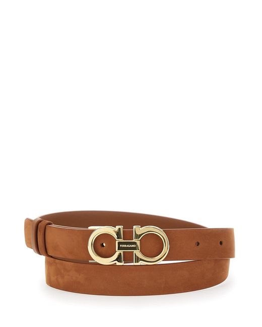 Ferragamo Brown Belt With Gancini Buckle