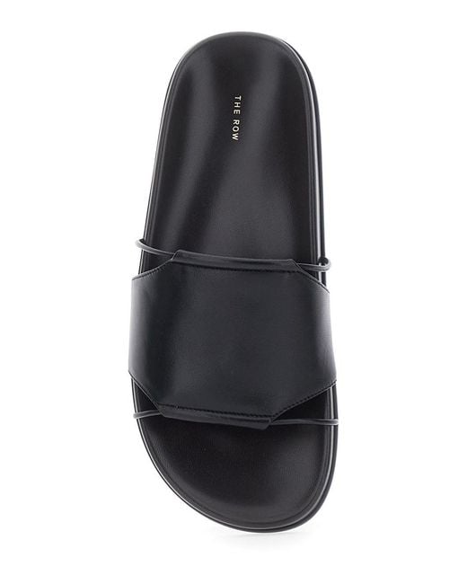 The Row White 'Vivienne' Sandals With Wide Strap And Elastic Band