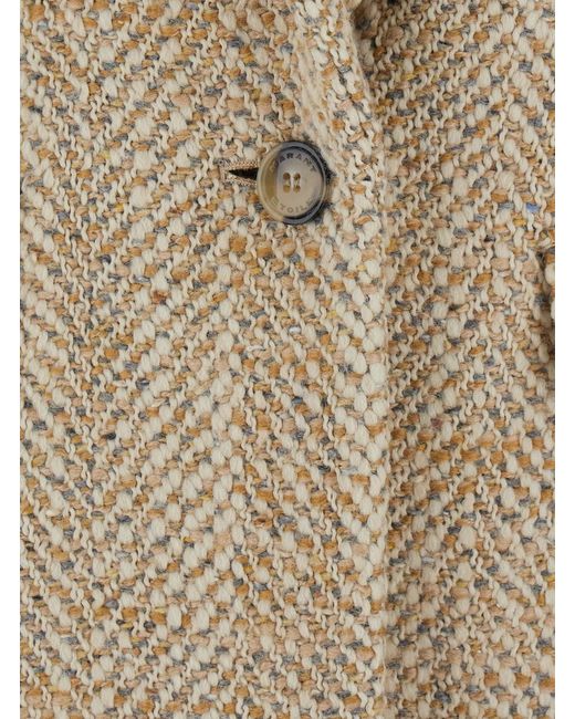 Isabel Marant Natural 'Parly' Single-Breasted Jacket With Notched Revers And Geometric Motif