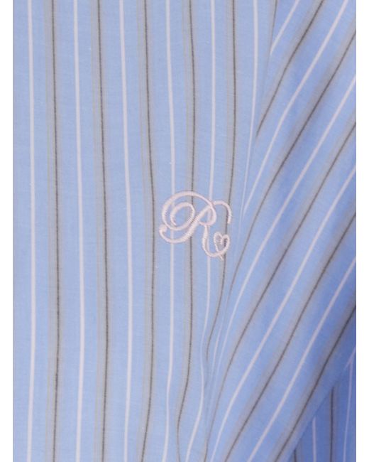 ROTATE BIRGER CHRISTENSEN Blue Light Oversized Shirt With All-Over Stripe Motif And Embroidered Logo On The Front