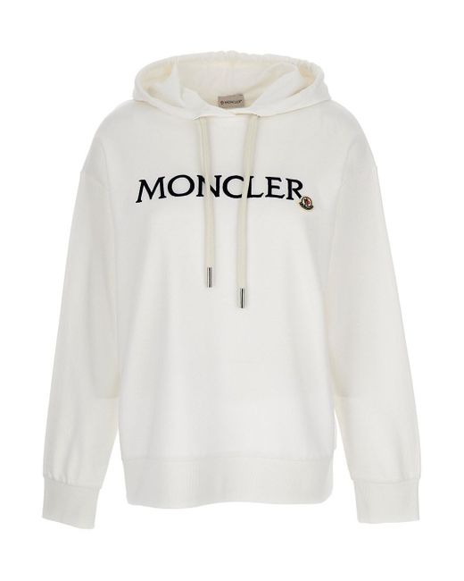 Moncler White Hoodie Sweatshirt With Logo