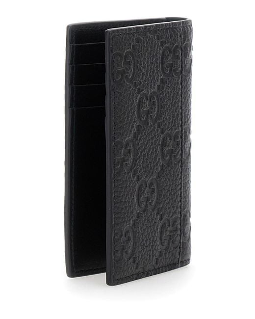 Portafoglio Bi-Fold Con Design Verticale di Gucci in Black da Uomo