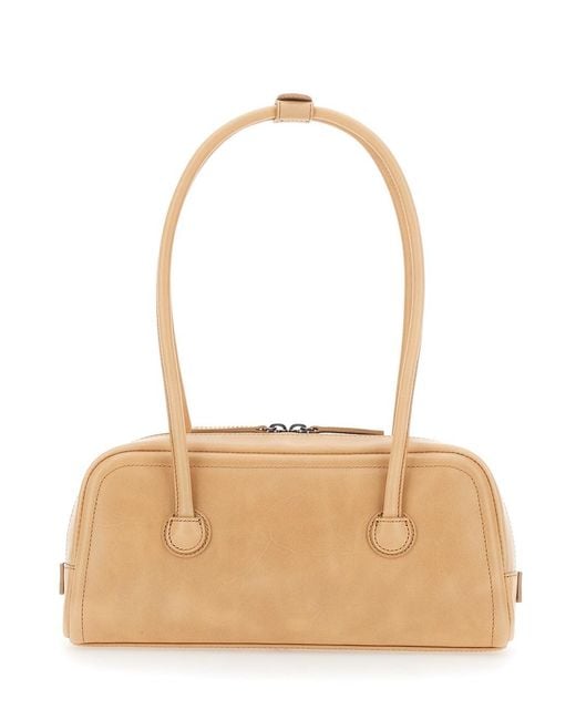 MARGE SHERWOOD Natural Shoulder Bag 'Soft Boston Ew' With Elegant Leather