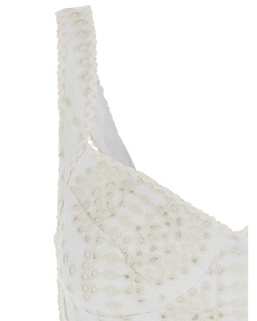 Top 'Goldie' Con Scollo A V Sul Fronte E Design Traforato I di Charo Ruiz in White