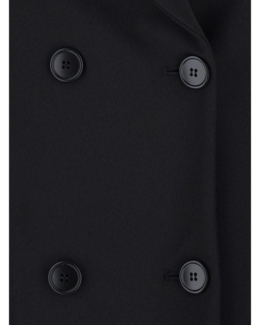 Le Plain Black Double Breasted Jacket With Peak Revers
