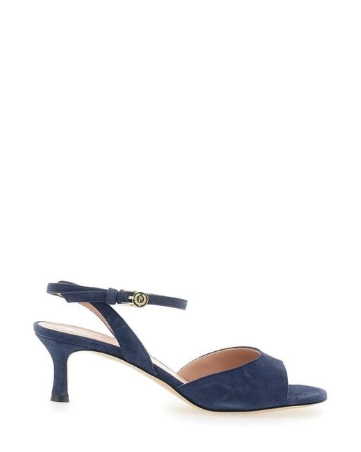 Pollini Blue Heeles Heeled Sandals With Leather Straps For