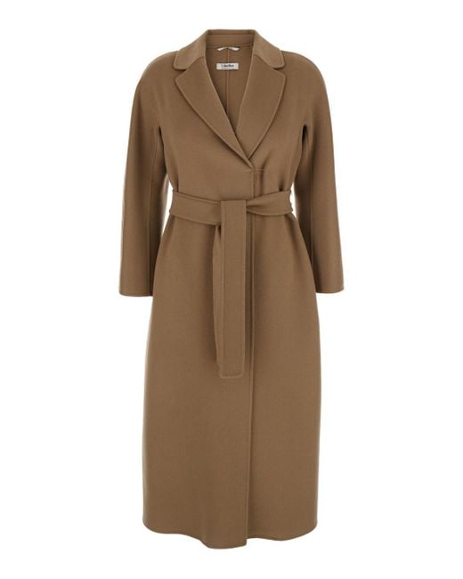 Max Mara Natural 'Esturia' Coat With Notched Revers And Kimono Sleeves