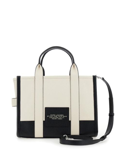 Marc Jacobs White 'The Medium Tote Bag' And Shoulder Bag With Lo