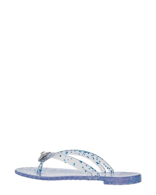 Casadei White Flip-Flop Sandal Crystal-Embellished