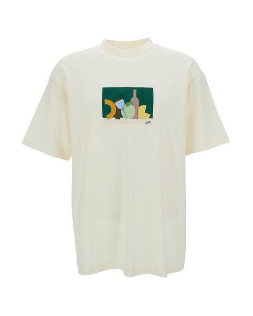 Drole de Monsieur White T-Shirt With Nature Drôle Print for men