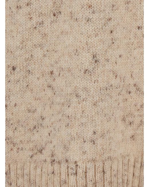 Fabiana Filippi Natural Sweater With Round Neck And Long Sleeves