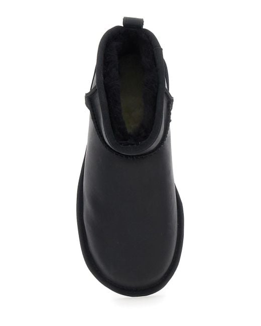 Ugg Black 'Classic Ultra Mini' Ankle Boots With Shearling Lining