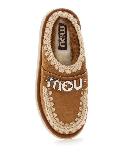 Mou Brown 'Bounce' Mules With Logo Lettering And Open Rear