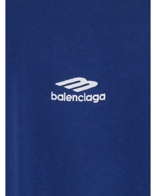Balenciaga Blue Tshirt With Logo On Front And Maxi Logo On Back for men