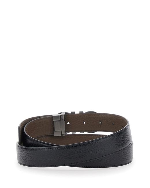 Ferragamo White Reversible Belt With Gancini Buckle for men