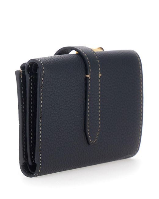 Tod's Blue Wallet With T Plate On The Front