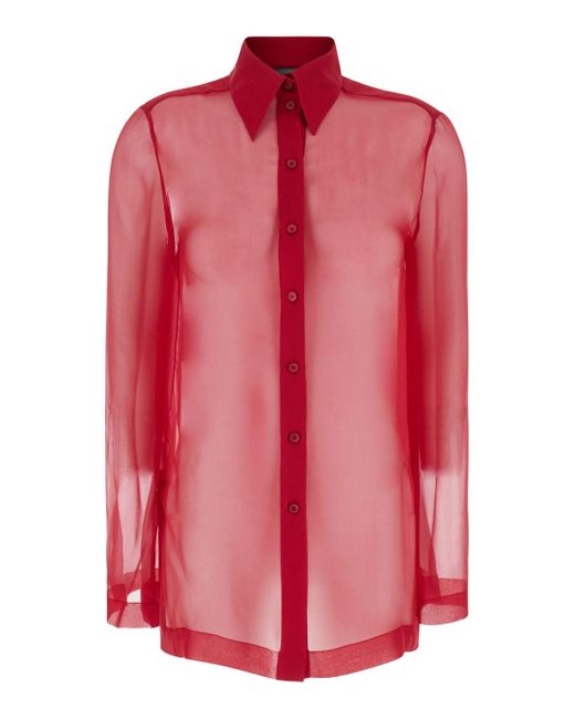 Camicia Con Colletto A Punta di Alberta Ferretti in Pink