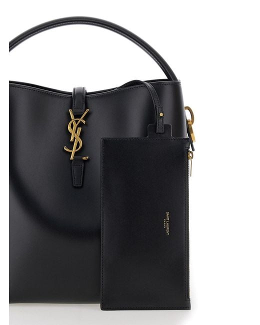 Saint Laurent Black 'Le 37' Bucket Bag With Cassandre Closure