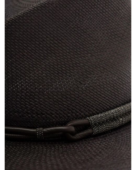Brunello Cucinelli Black Fedora Hat With Monile Detail