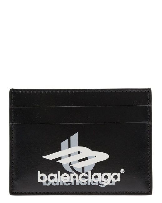 Balenciaga Black Card-Holder With Layered Sports Motif for men