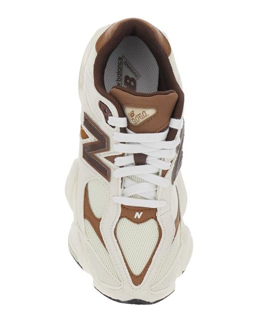 New Balance White 9060 With Tech Fabric Upper And Rubber Sole