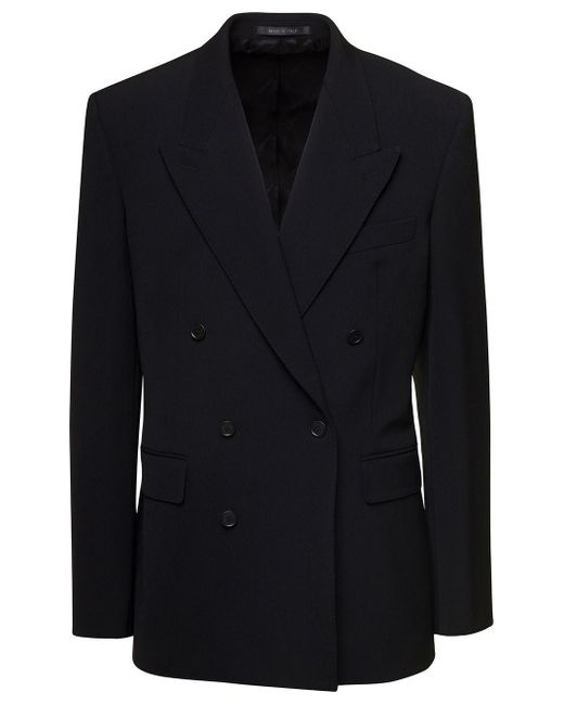 Balenciaga Double-breasted Blazer With Peaked Revers In Wool Blend Man ...