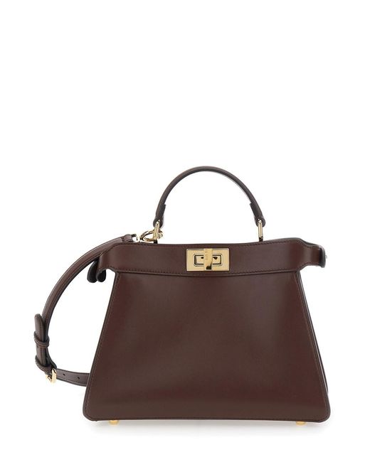 Fendi Brown Handbag 'Peekaboo Iseeu Small' With Leather Shoulder Strap