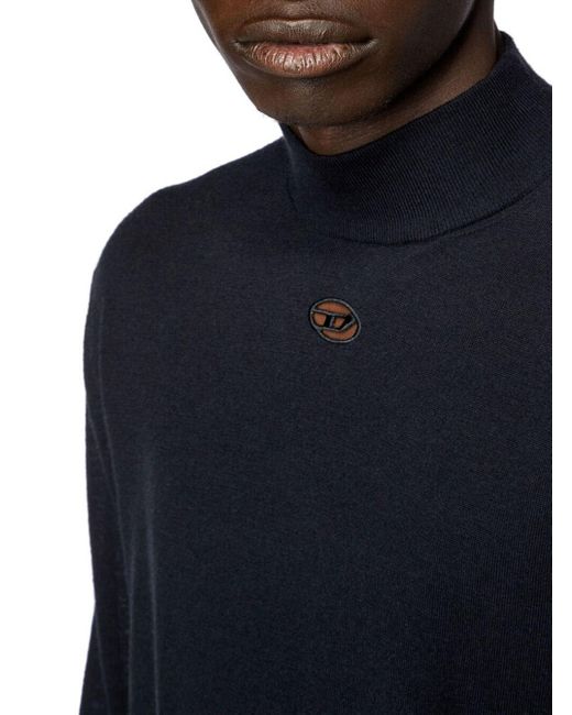Maglione Con Collo E Logo Ricamato di DIESEL in Blue da Uomo