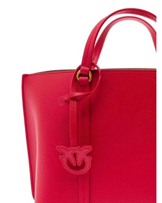 Pinko Red 'Classic' Tote Bag With Logo Charm