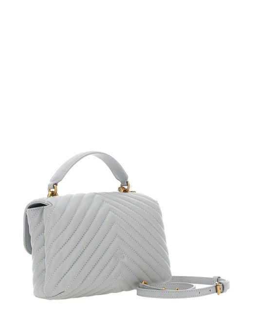Pinko Gray Shoulder Bag With Adjustable And Removable Strap And Love Birds