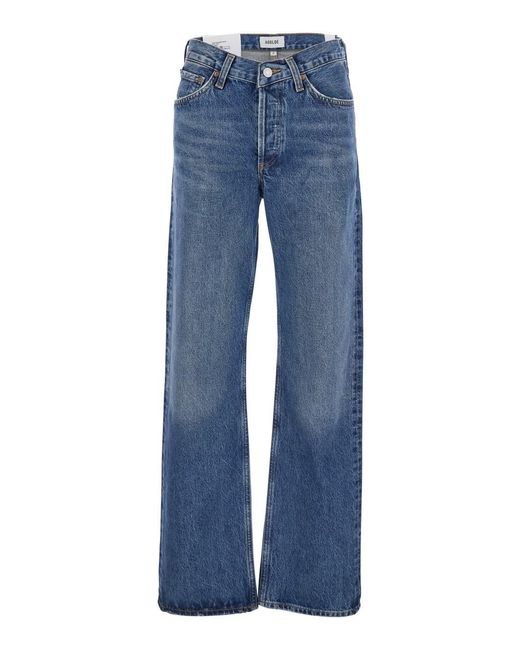 Agolde Blue Denim Jeans With Belt Loops