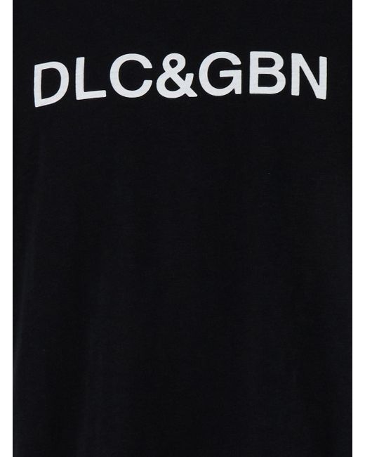 Dolce & Gabbana Black Crewneck T-Shirt With Contrasting Logo for men