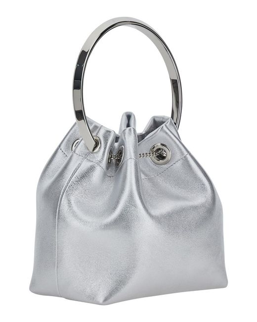 Jimmy Choo Gray 'Bon Bon' Colored Mini Bag With Drawstring Closure I